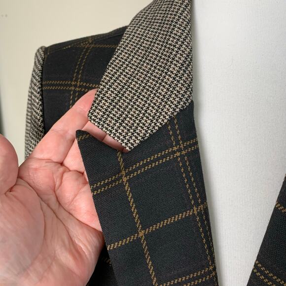 NEW B.young Size 36 US M Long Blazer Jacket Check Mix Black Preppy Soft Stretchy - Picture 6 of 12